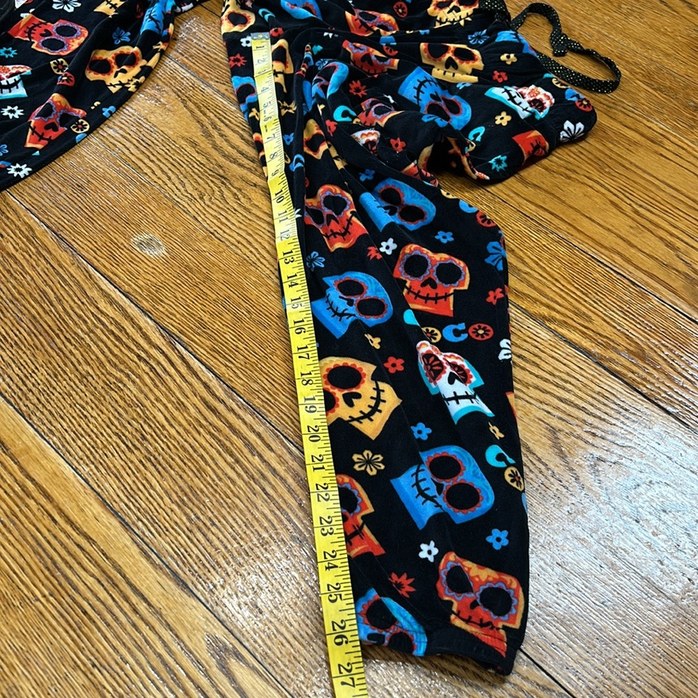 Disney Pixar Coco theme velour pajama pants. Black w/colorful skulls. Size Large - Picture 8 of 10